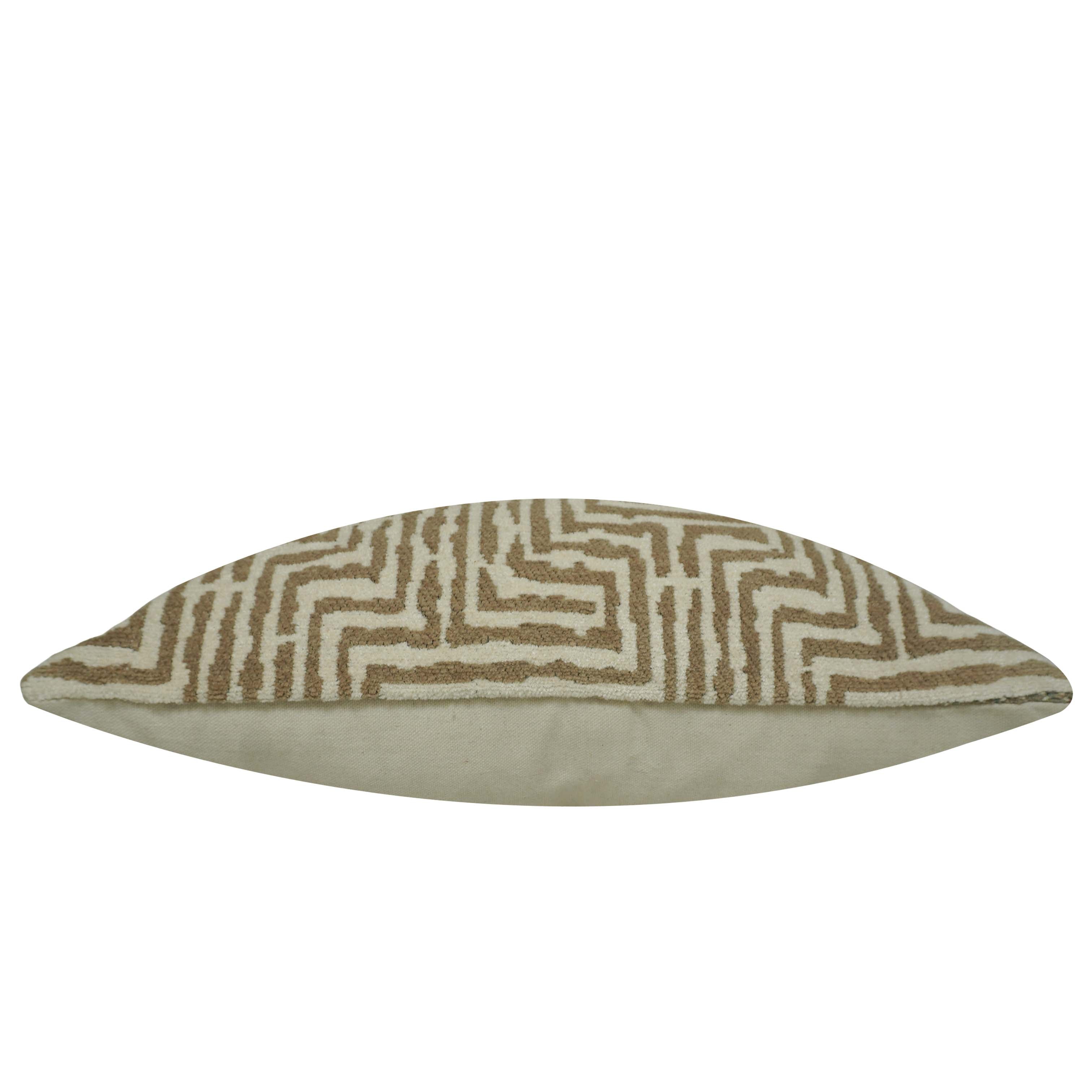 Geometric Jacquard Cotton Cushion Cover 45x45 cm | Woven Beige & Ivory Decorative Throw Pillow Cover | Hidden Zip | Modern Boho Home Décor
