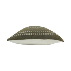 Handwoven Cotton Cushion Cover 45x45 cm | Olive Green Striped Handmade Decorative Pillow Cover