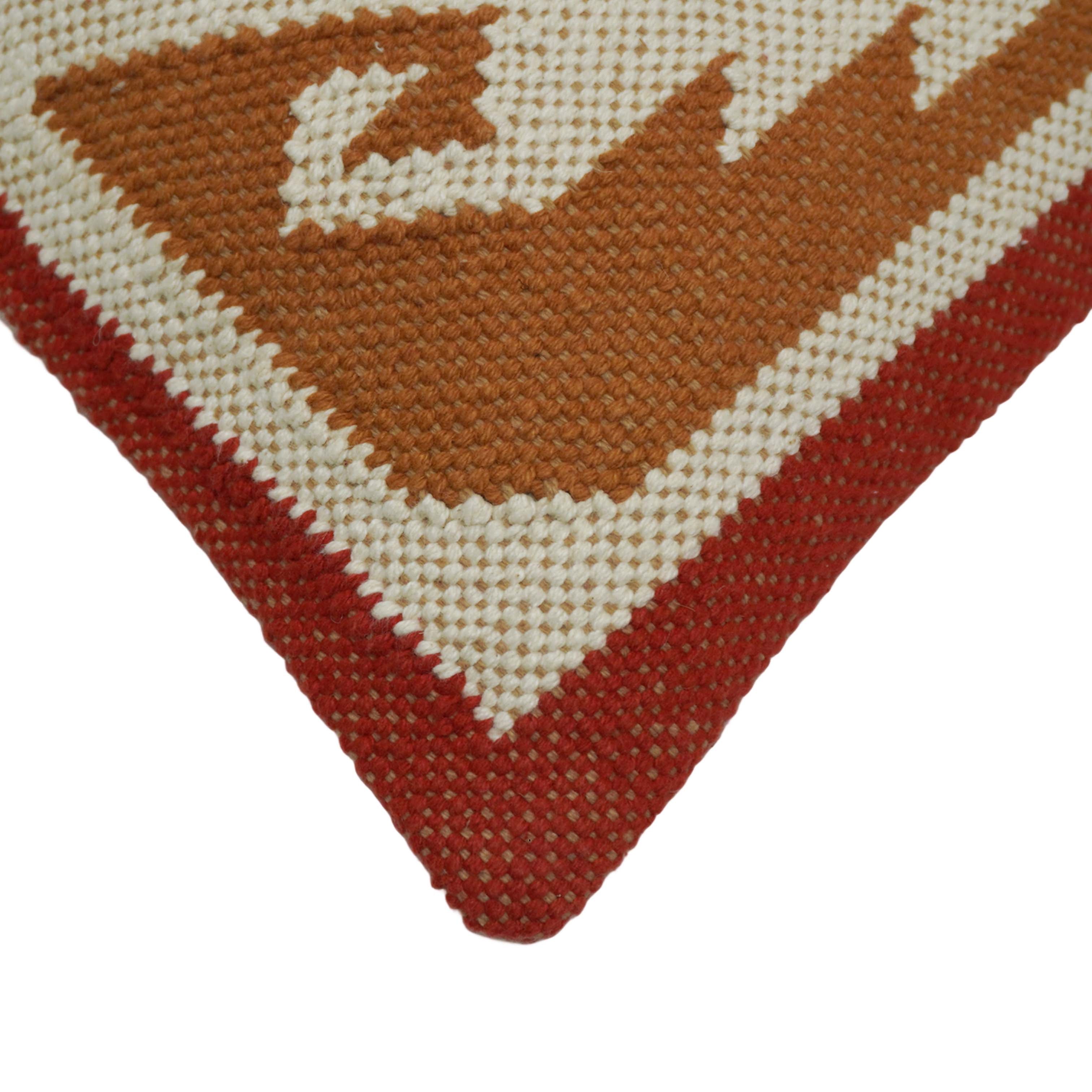 **Handwoven Cotton Cushion Cover – Geometric Tribal Pattern, Multicolor Textured Accent Pillow Cover, 45 x 45 cm**