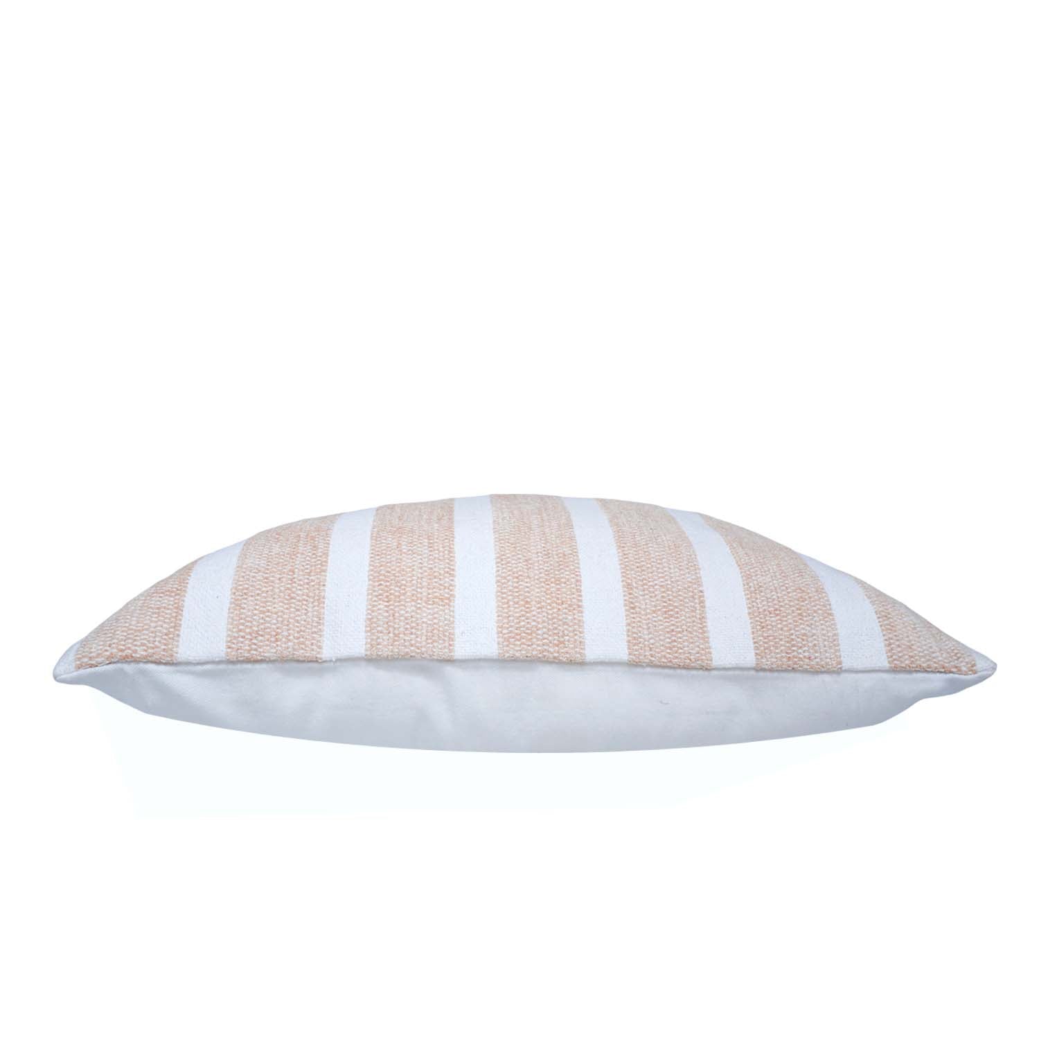 Handwoven Cotton Striped Cushion Cover 30x50 cm | Beige & White Woven Lumbar Cushion Cover | Modern Farmhouse Decorative Pillow Cover