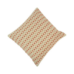 Handmade Textured Cotton Cushion Cover 45x45 cm | Woven Geometric Throw Pillow Cover in Rust & Ivory