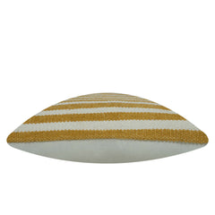 Handwoven Cotton Striped Cushion Cover 45x45 cm | Woven Textured Throw Pillow Cover | Natural & Mustard | Modern Boho Home Décor | Hidden Zip | 18x18 Inch