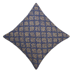 Handwoven Jute Cushion Cover 45x45 cm | Blue & Natural Diamond Pattern Decorative Throw Pillow Cover | Rustic Boho Farmhouse Cushion Case with Hidden Zipper