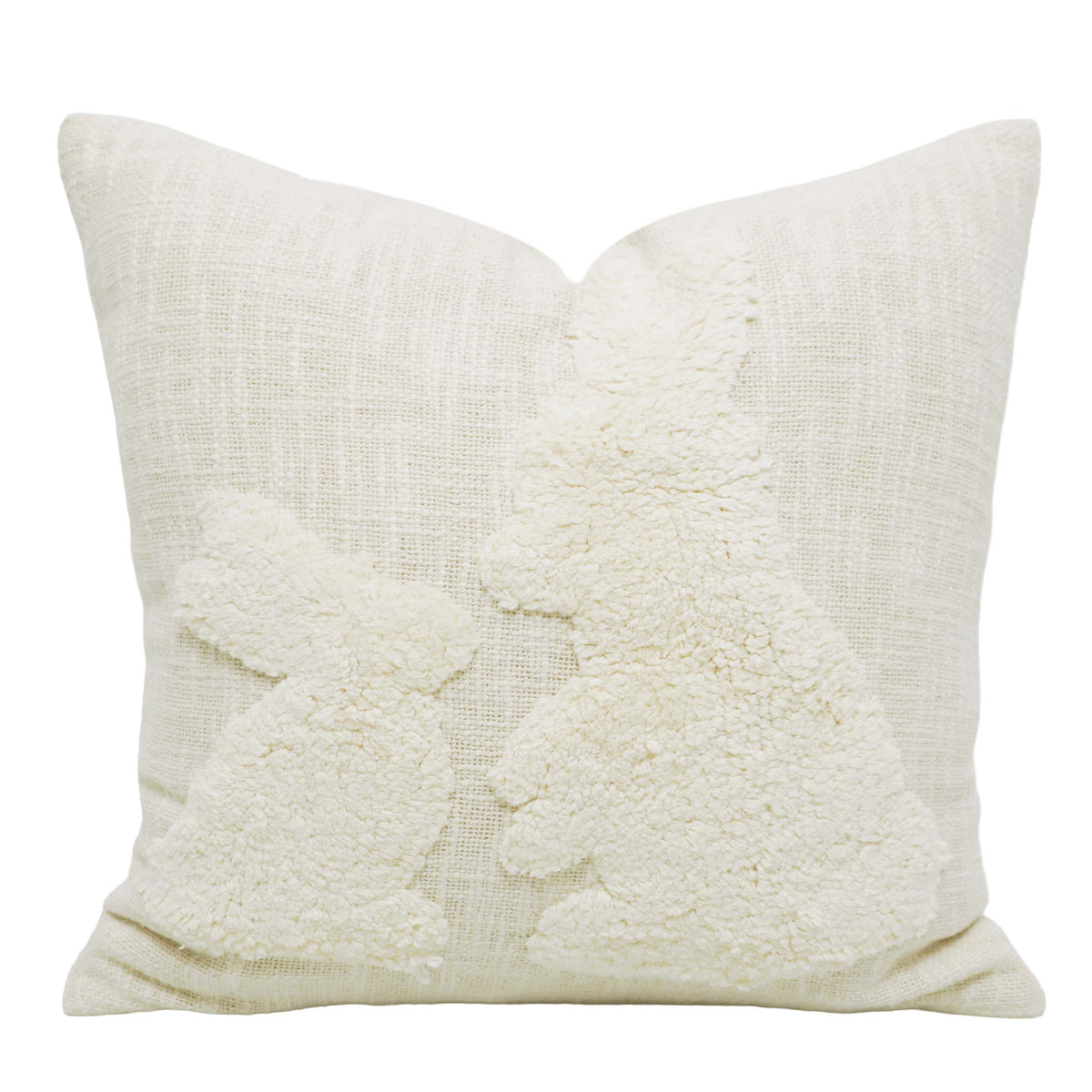 Ivory Textured Botanical Tufted Cushion Cover – 45 x 45 cm