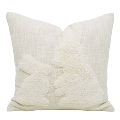 Ivory Textured Botanical Tufted Cushion Cover – 45 x 45 cm
