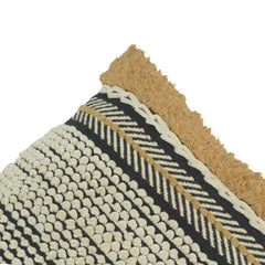 Handmade Textured Cotton Cushion Cover with Tassels | Black & Natural Boho Pillow Cover | 45x45 cm