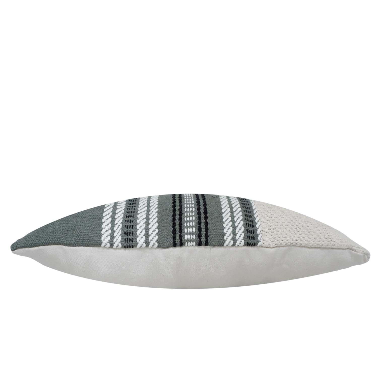 Handmade Woven Cotton Cushion Cover 40 x 60 cm | Modern Striped Textured Lumbar Cushion Cover | Decorative Sofa & Bed Pillow Cover with Concealed Zipper