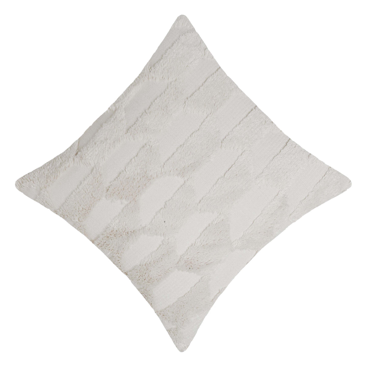 Handwoven Tufted Cotton Cushion Cover – Ivory Abstract Geometric Textured Design, 45x45 cm