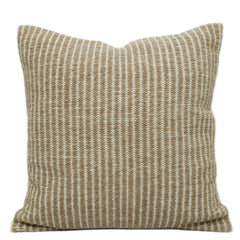 Handwoven Cotton Cushion Cover – Beige & Natural Textured Stripe, 45 x 45 cm