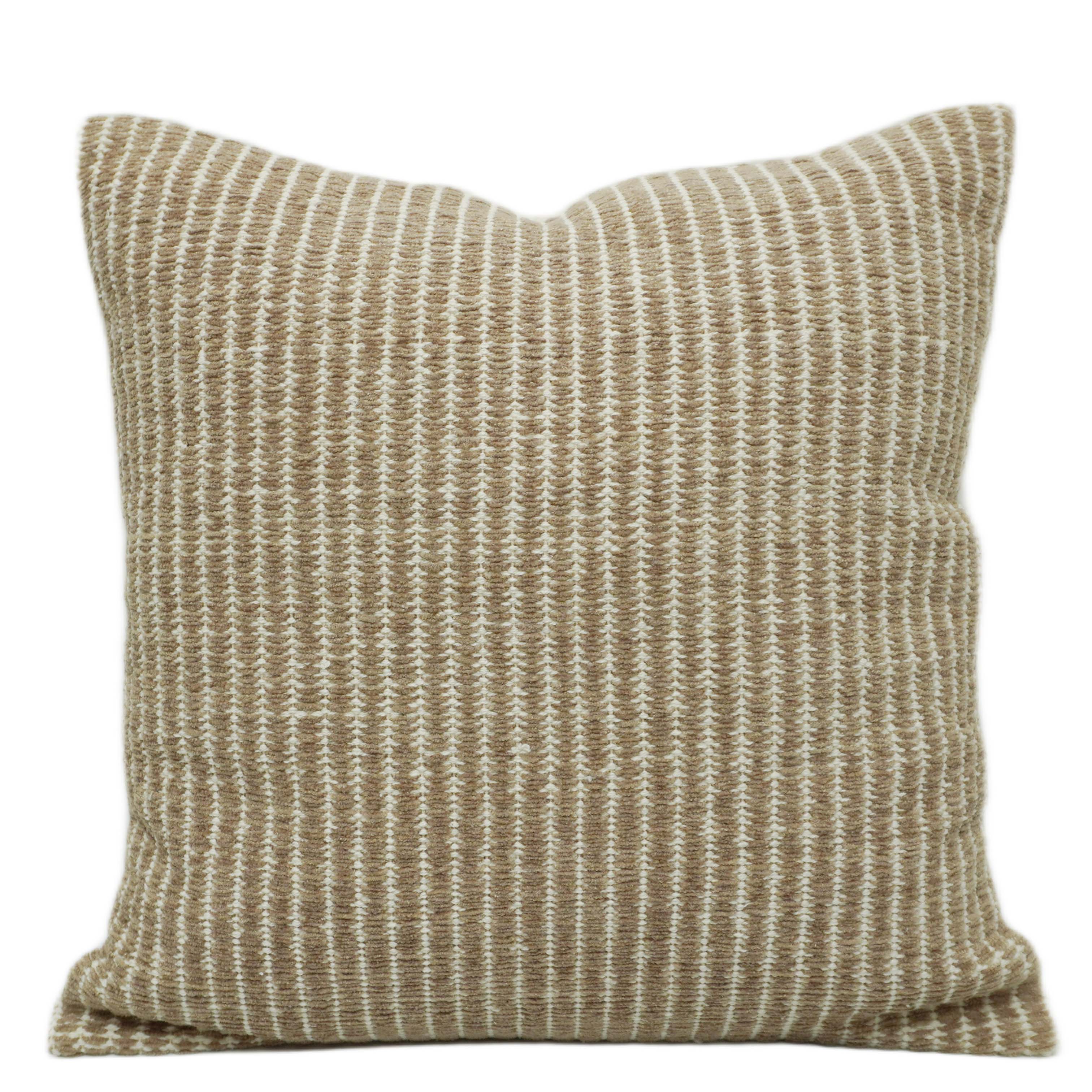 Handwoven Cotton Cushion Cover – Beige & Natural Textured Stripe, 45 x 45 cm