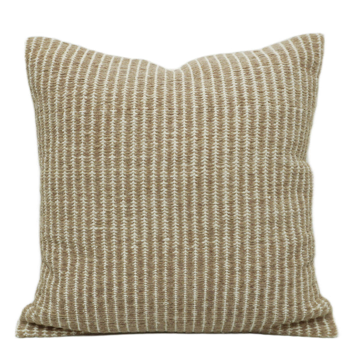 Handwoven Cotton Cushion Cover – Beige & Natural Textured Stripe, 45 x 45 cm