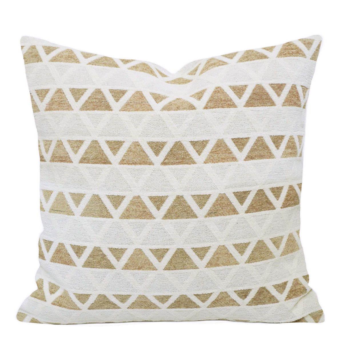 Handcrafted Geometric Cushion Cover 45x45 cm – Ivory & Beige Triangle Pattern