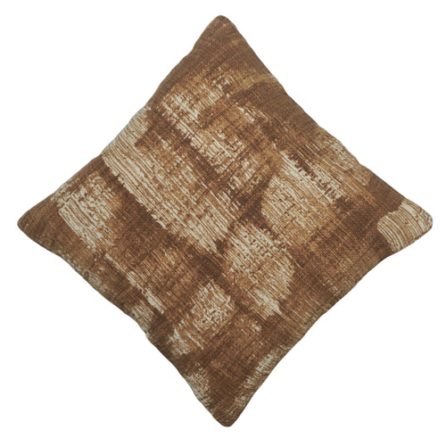 Abstract Brown Printed Cotton Cushion Cover 45x45 cm | Modern Textured Decorative Throw Pillow Cover | Concealed Zip | Sofa & Living Room Décor