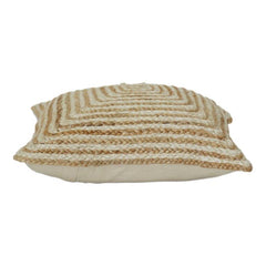 Handwoven Jute Cushion Cover with Spiral Texture | Natural Fiber Boho Pillow Cover | Rustic Square Throw Cushion (18x18 Inch)