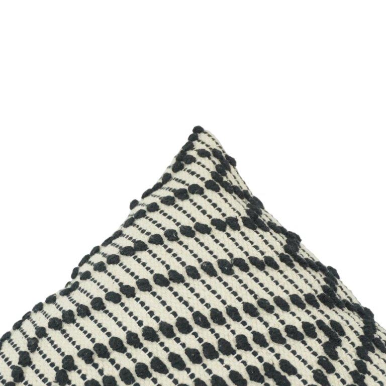Handwoven Cotton Cushion Cover 45x45 cm | Black & Ivory Geometric Textured Pillow Cover | Modern Boho Décor - Bulk manufacturer & supplier from Panipat, India