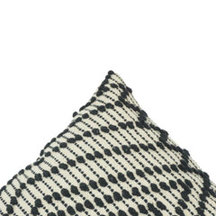Handwoven Cotton Cushion Cover 45x45 cm | Black & Ivory Geometric Textured Pillow Cover | Modern Boho Décor