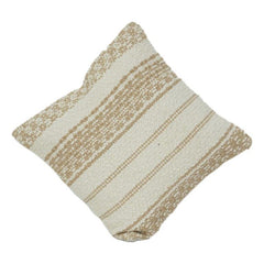 Handwoven Cotton Cushion Cover with Textured Neutral Stripes | Beige & Cream Boho Accent Pillow | 18x18 Inch