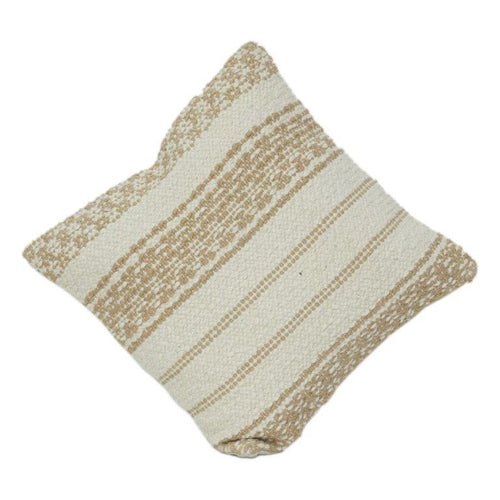 Beige and cream handwoven cotton cushion cover 18x18 inch