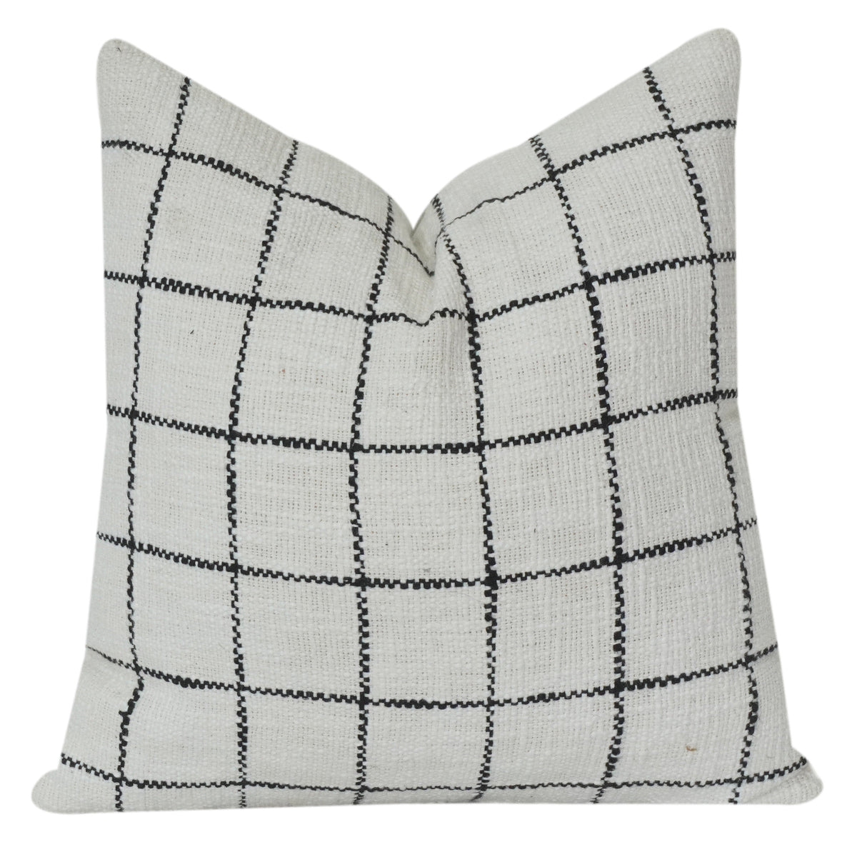 Minimalistischer Kissenbezug aus Baumwolle mit schwarzem Gittermuster | Moderner Kissenbezug mit Karomuster | 45x45 cm - Bulk manufacturer & supplier from Panipat, India