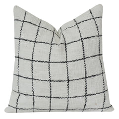 Minimalist Black Grid Cotton Cushion Cover | Modern Check Pattern Pillow Cover | 18x18 Inch