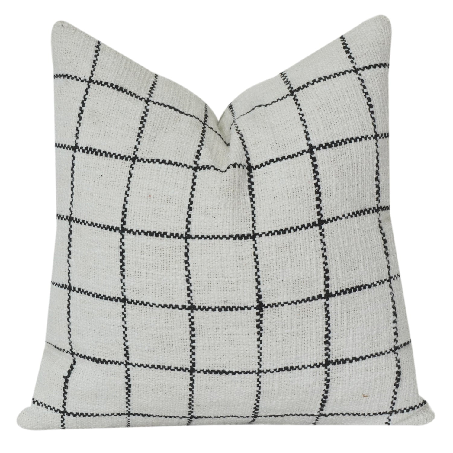 Housse de coussin minimaliste en coton à carreaux noirs | Housse de coussin à motif quadrillé moderne | 45x45 cm