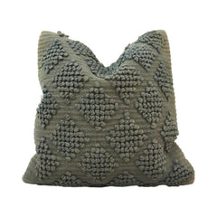Handmade Tufted Cotton Cushion Cover 45x45 cm | Textured Geometric Boho Pillow Cover | Sage Green Decorative Cushion