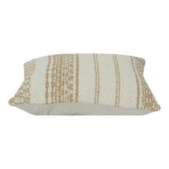 Handwoven Cotton Cushion Cover with Textured Neutral Stripes | Beige & Cream Boho Accent Pillow | 18x18 Inch