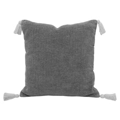 Grey Handwoven Cotton Tassel Cushion Cover 45x45 cm
