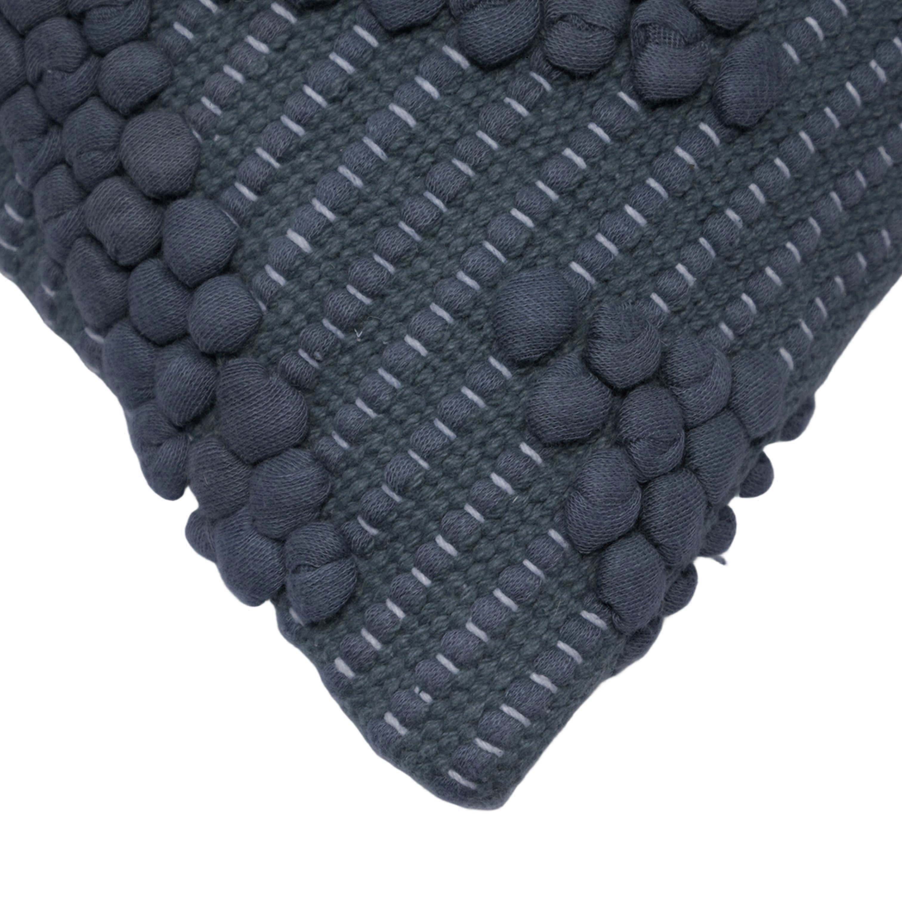 Handwoven Cotton Chindi Cushion Cover – Textured Charcoal Grey 45 x 45 cm