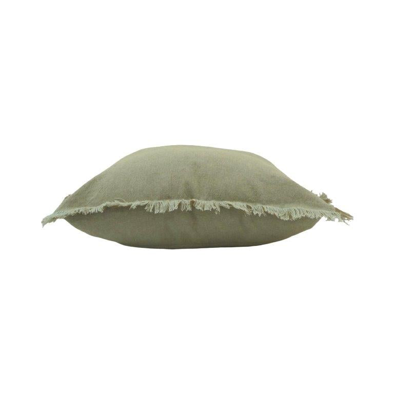 Sage Green Velvet Cushion Cover with Frayed Edges – Soft Decorative Throw Pillow Cover 45x45 cm - Bulk manufacturer & supplier from Panipat, India