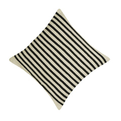 Handwoven Cotton Striped Cushion Cover 45x45 cm | Black & Ivory Woven Throw Pillow Cover | Modern Boho Farmhouse Decorative Cushion Cover | Hidden Zip