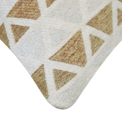 Handcrafted Geometric Cushion Cover 45x45 cm – Ivory & Beige Triangle Pattern