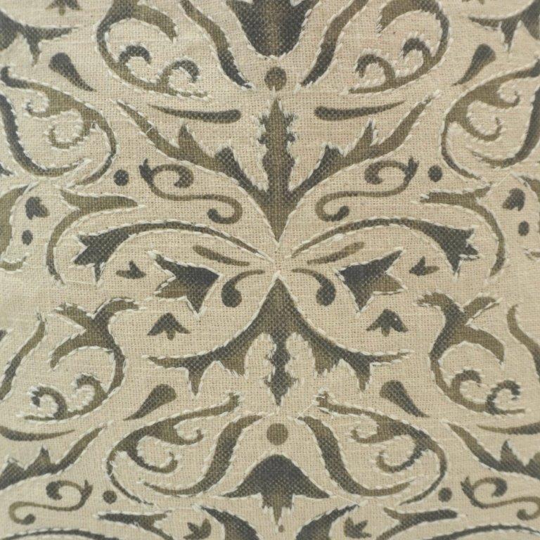 Vintage floral printed cotton cushion cover in beige and charcoal 45x45 cm