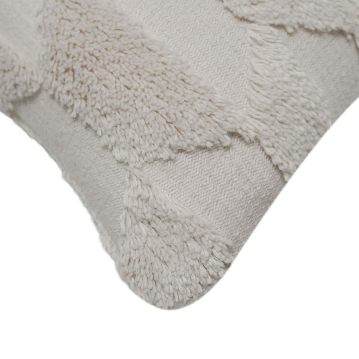 Handwoven Tufted Cotton Cushion Cover – Ivory Abstract Geometric Textured Design, 45x45 cm