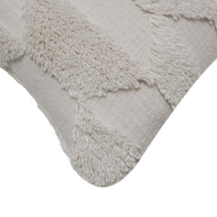 Handwoven Tufted Cotton Cushion Cover – Ivory Abstract Geometric Textured Design, 45x45 cm