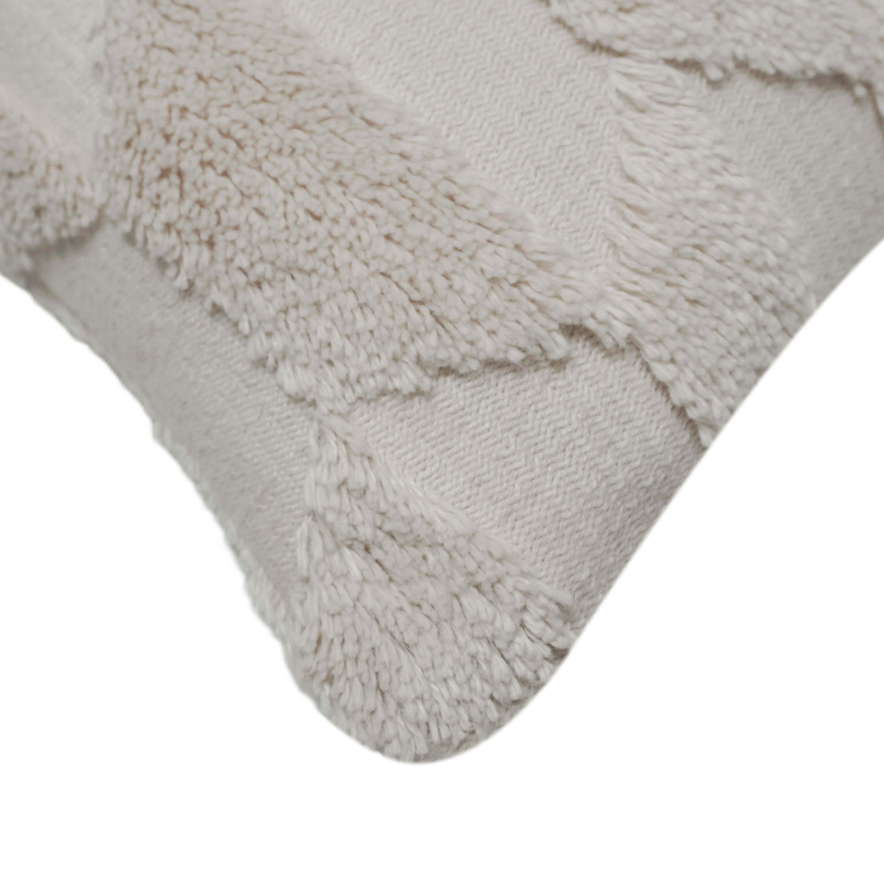 Handwoven Tufted Cotton Cushion Cover – Ivory Abstract Geometric Textured Design, 45x45 cm