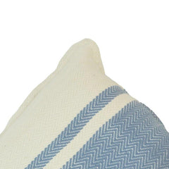 Handmade Blue Stripe Cotton Cushion Cover 45x45 cm | Woven Herringbone Decorative Throw Pillow Cover