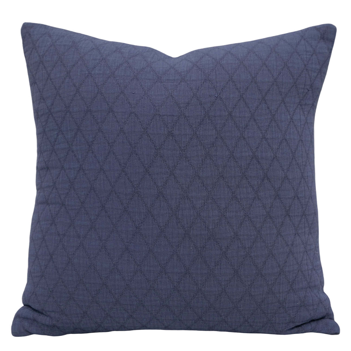 Navy Blue Textured Geometric Cotton Cushion Cover 45 x 45 cm – Woven Diamond Pattern