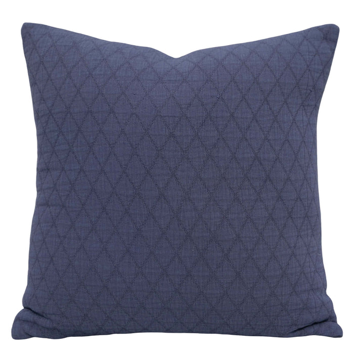 Navy Blue Textured Geometric Cotton Cushion Cover 45 x 45 cm – Woven Diamond Pattern
