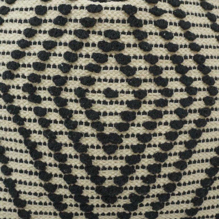 Handwoven Cotton Cushion Cover 45x45 cm | Black & Ivory Geometric Textured Pillow Cover | Modern Boho Décor