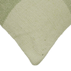Sage green and ivory geometric checkered handwoven cotton cushion cover 45x45 cm
