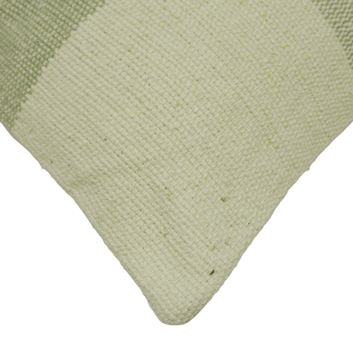 Sage green and ivory geometric checkered handwoven cotton cushion cover 45x45 cm