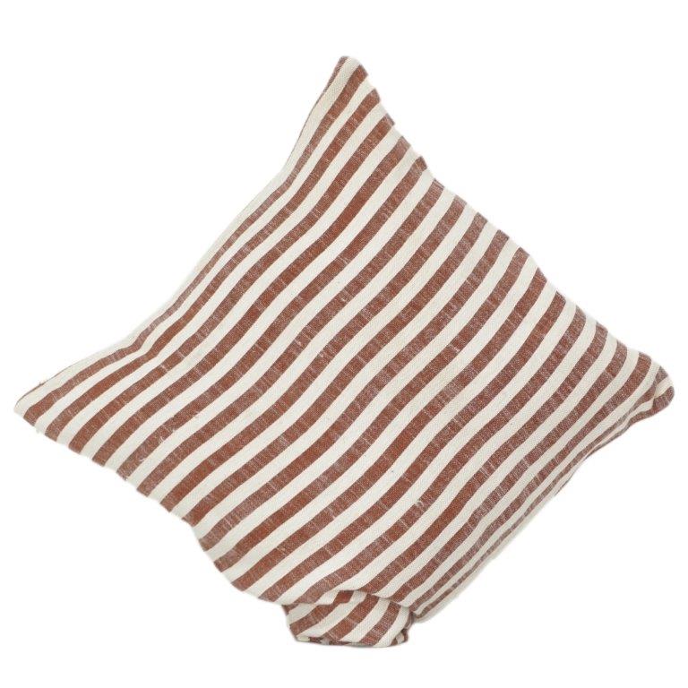 Rust & Ivory Striped Cotton Cushion Cover | 45x45 cm | Modern Minimal Printed Pillow Cover with Concealed Zip - Bulk manufacturer & supplier from Panipat, India