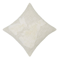 Ivory Textured Botanical Tufted Cushion Cover – 45 x 45 cm
