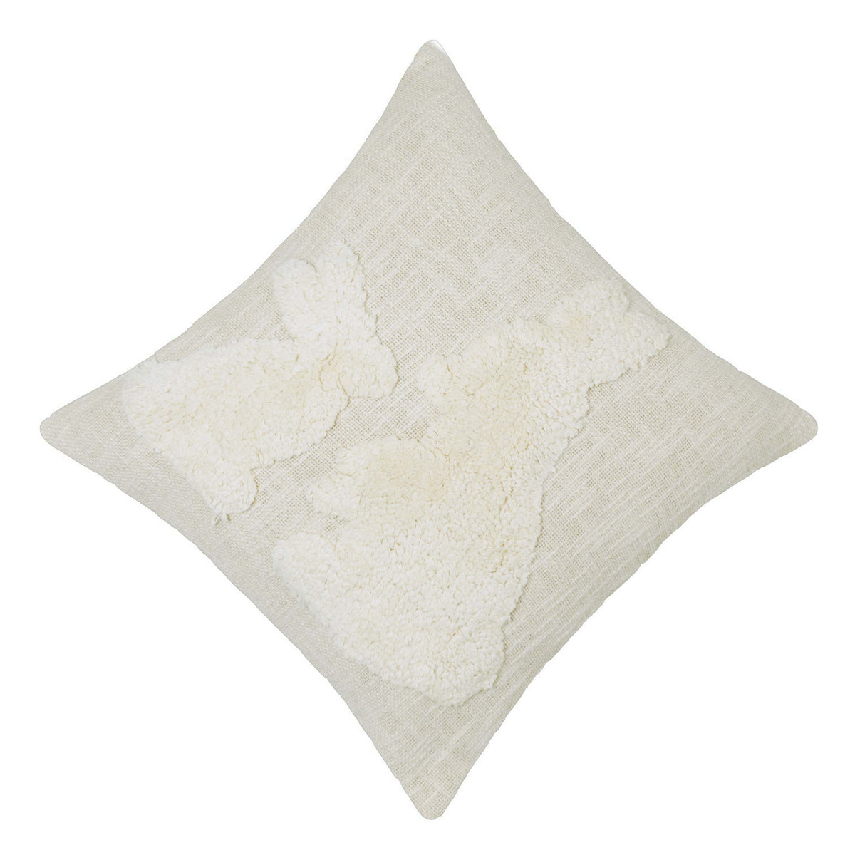 Ivory Textured Botanical Tufted Cushion Cover – 45 x 45 cm