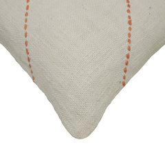Hand Embroidered Cotton Cushion Cover 45x45 cm | Geometric Diamond Stitch Design | Decorative Throw Pillow Cover with Concealed Zip | Natural & Terracotta