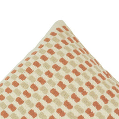Handmade Textured Cotton Cushion Cover 45x45 cm | Woven Geometric Throw Pillow Cover in Rust & Ivory