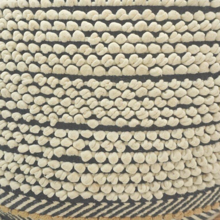 Handmade Textured Cotton Cushion Cover with Tassels | Black & Natural Boho Pillow Cover | 45x45 cm - Bulk manufacturer & supplier from Panipat, India