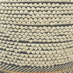 Handmade Textured Cotton Cushion Cover with Tassels | Black & Natural Boho Pillow Cover | 45x45 cm