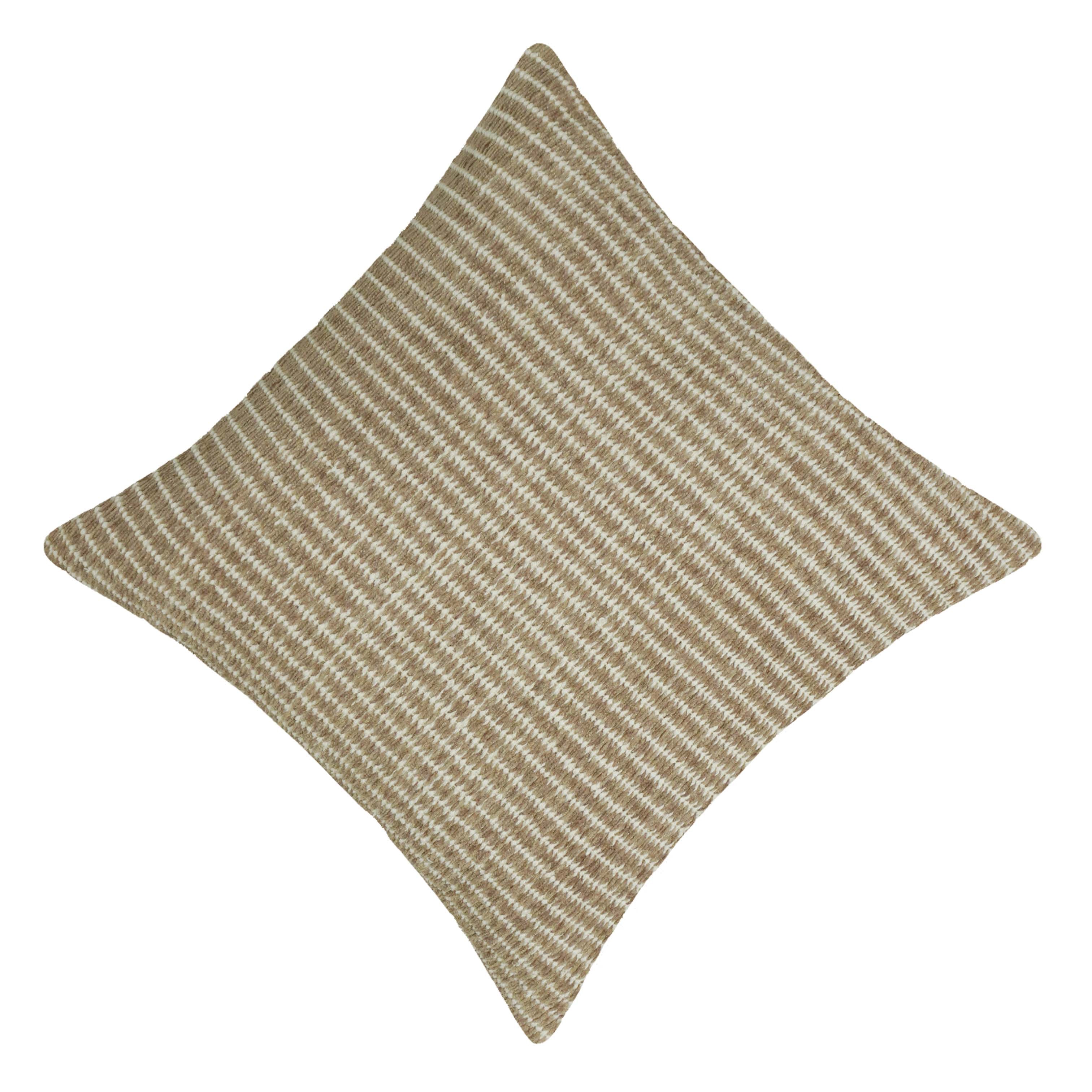 Handwoven Cotton Cushion Cover – Beige & Natural Textured Stripe, 45 x 45 cm